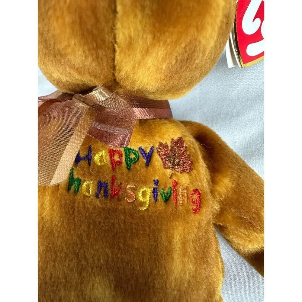 TY Beanie Baby -GRATEFULLY the Thanksgiving‎ Bear (8.5 inch) - NWT -
